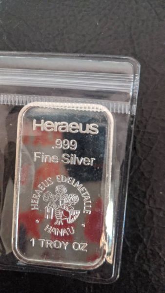 HERAEUS / ASAHI 1 OZ BAR 999 FINE SILVER